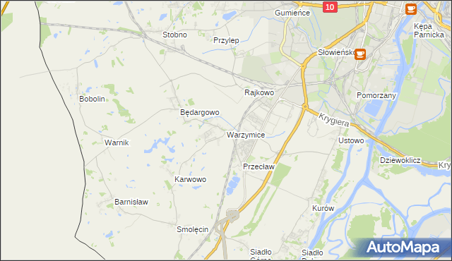 mapa Warzymice, Warzymice na mapie Targeo