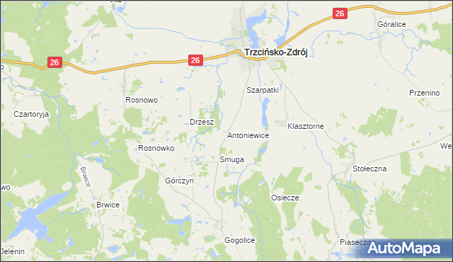 mapa Antoniewice, Antoniewice na mapie Targeo