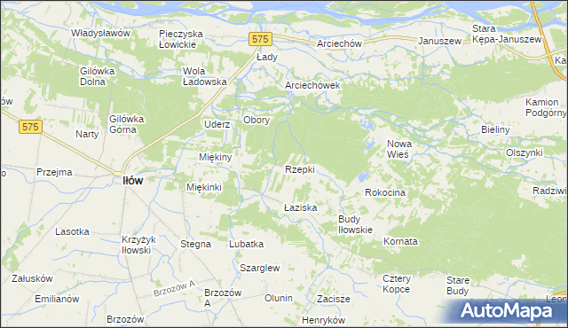 mapa Rzepki gmina Iłów, Rzepki gmina Iłów na mapie Targeo