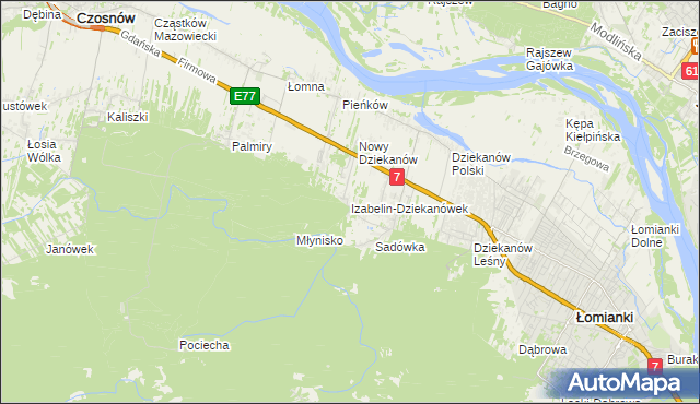mapa Izabelin-Dziekanówek, Izabelin-Dziekanówek na mapie Targeo