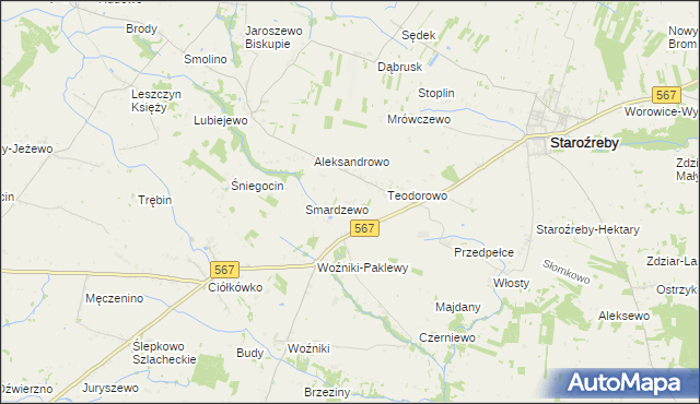 mapa Mikołajewo gmina Staroźreby, Mikołajewo gmina Staroźreby na mapie Targeo