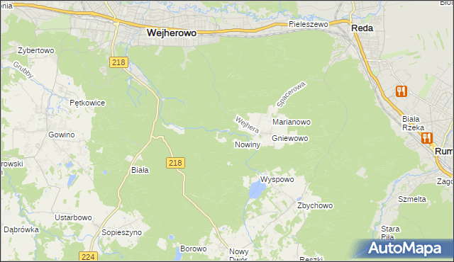 mapa Młynki gmina Wejherowo, Młynki gmina Wejherowo na mapie Targeo