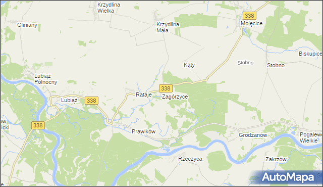 mapa Zagórzyce gmina Wołów, Zagórzyce gmina Wołów na mapie Targeo