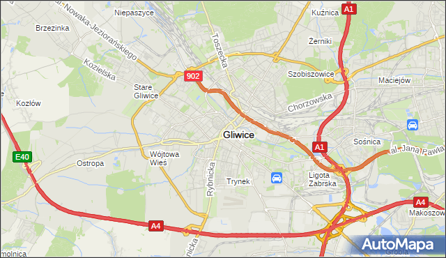mapa Gliwic, Gliwice na mapie Targeo