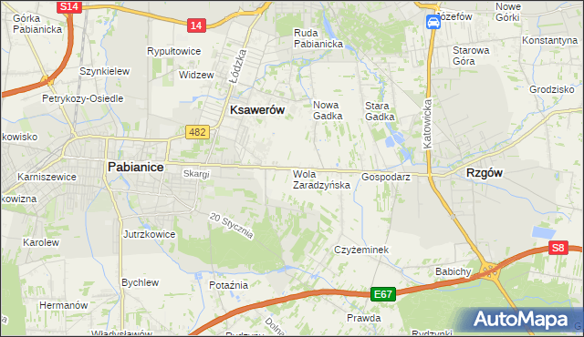mapa Wola Zaradzyńska, Wola Zaradzyńska na mapie Targeo