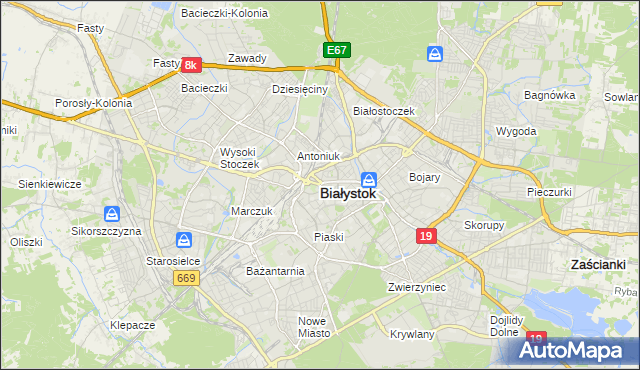 mapa Białegostoku, Białystok na mapie Targeo