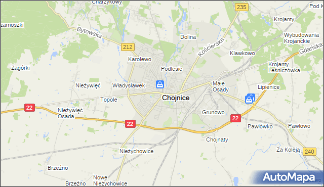 mapa Chojnic, Chojnice na mapie Targeo