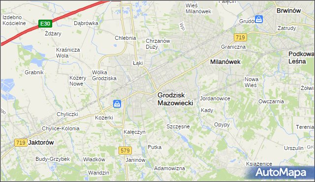 mapa Grodzisk Mazowiecki, Grodzisk Mazowiecki na mapie Targeo