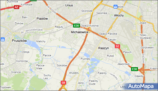 mapa Michałowice-Wieś, Michałowice-Wieś na mapie Targeo