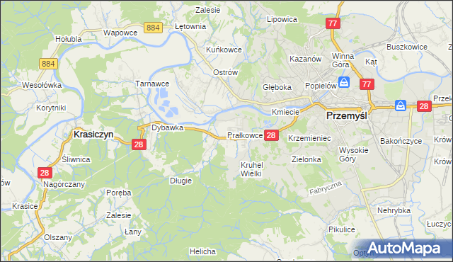 mapa Prałkowce, Prałkowce na mapie Targeo