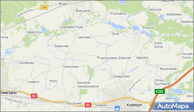 mapa Puszczykowo-Zaborze, Puszczykowo-Zaborze na mapie Targeo