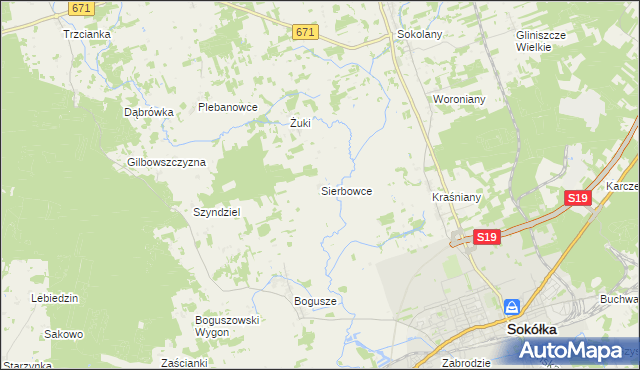 mapa Sierbowce, Sierbowce na mapie Targeo