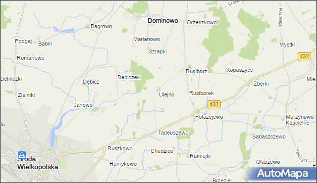 mapa Ulejno gmina Środa Wielkopolska, Ulejno gmina Środa Wielkopolska na mapie Targeo
