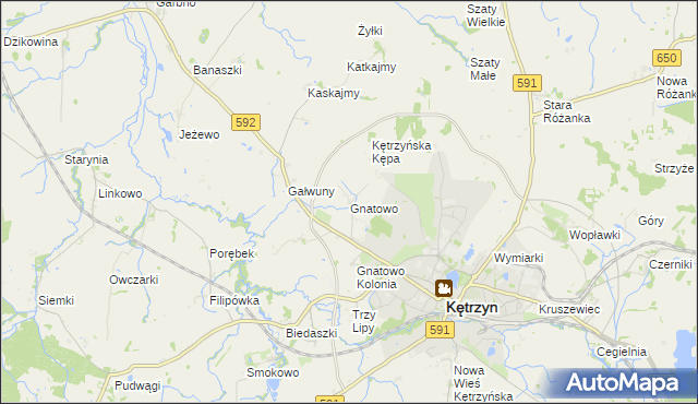 mapa Gnatowo gmina Kętrzyn, Gnatowo gmina Kętrzyn na mapie Targeo