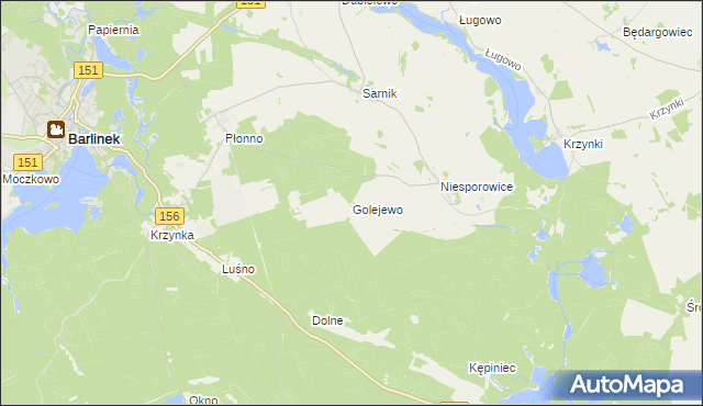 mapa Golejewo gmina Pełczyce, Golejewo gmina Pełczyce na mapie Targeo