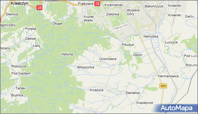 mapa Grochowce, Grochowce na mapie Targeo
