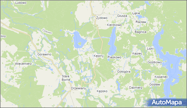 mapa Kępiny gmina Polanów, Kępiny gmina Polanów na mapie Targeo