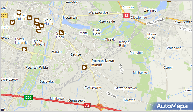mapa Nowe Miasto gmina Poznań, Nowe Miasto gmina Poznań na mapie Targeo