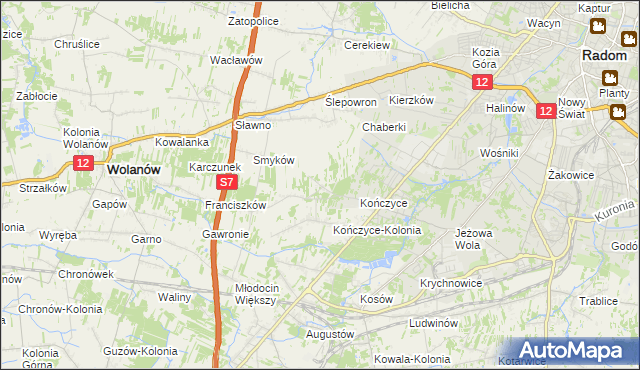 mapa Podkończyce, Podkończyce na mapie Targeo