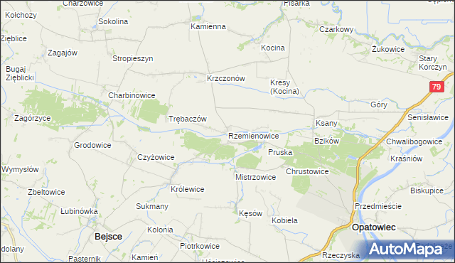 mapa Rzemienowice, Rzemienowice na mapie Targeo