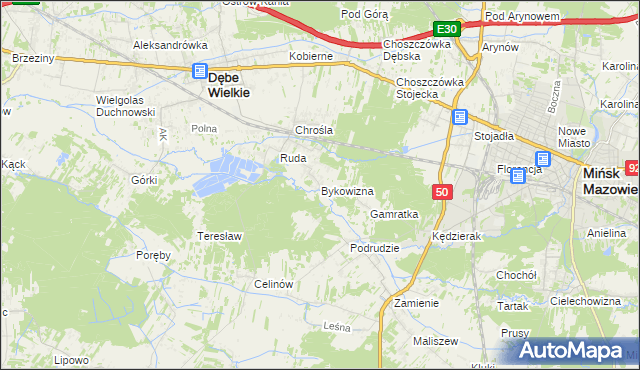 mapa Bykowizna, Bykowizna na mapie Targeo