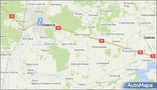 mapa Ciężków gmina Poddębice, Ciężków gmina Poddębice na mapie Targeo