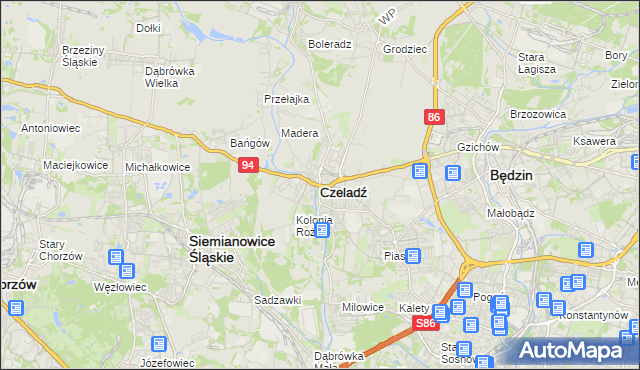 mapa Czeladź, Czeladź na mapie Targeo