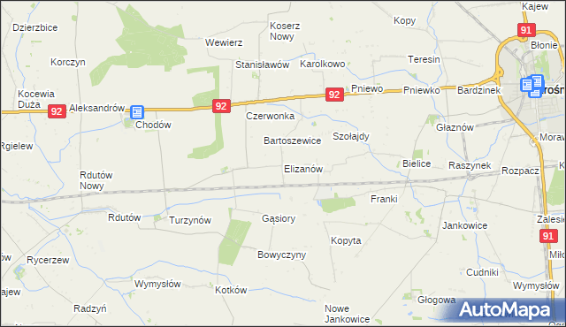 mapa Elizanów, Elizanów na mapie Targeo