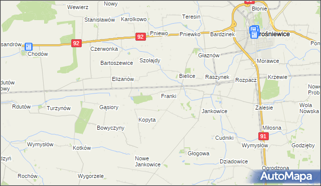 mapa Franki gmina Krośniewice, Franki gmina Krośniewice na mapie Targeo