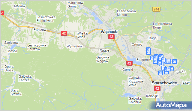 mapa Gajówka Węglów, Gajówka Węglów na mapie Targeo