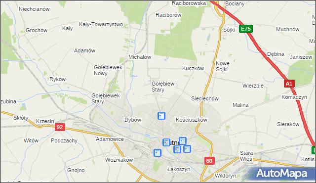 mapa Gołębiew Nowy, Gołębiew Nowy na mapie Targeo