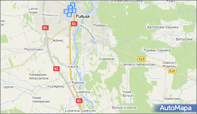 mapa Grabówiec gmina Pułtusk, Grabówiec gmina Pułtusk na mapie Targeo