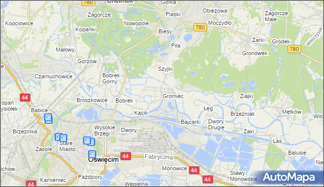 mapa Gromiec, Gromiec na mapie Targeo