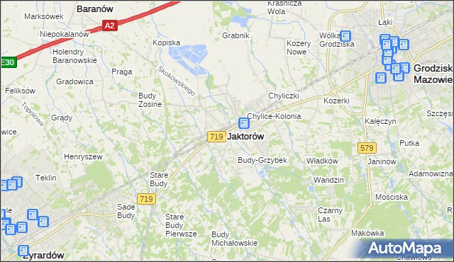 mapa Jaktorów, Jaktorów na mapie Targeo