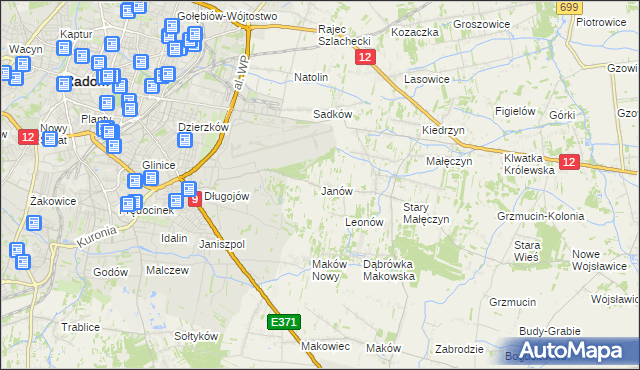mapa Janów gmina Skaryszew, Janów gmina Skaryszew na mapie Targeo