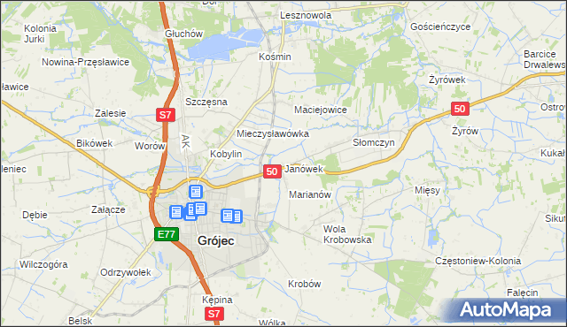 mapa Janówek gmina Grójec, Janówek gmina Grójec na mapie Targeo