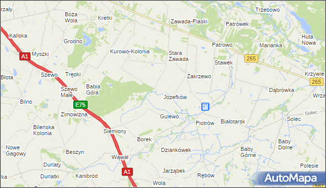 mapa Józefków gmina Gostynin, Józefków gmina Gostynin na mapie Targeo