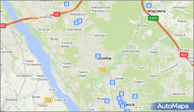 mapa Józefów powiat otwocki, Józefów powiat otwocki na mapie Targeo