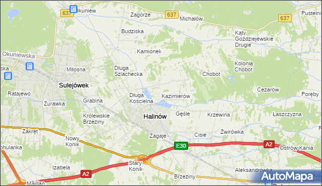 mapa Kazimierów gmina Halinów, Kazimierów gmina Halinów na mapie Targeo