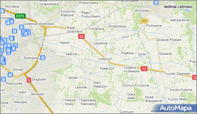 mapa Kiedrzyn gmina Gózd, Kiedrzyn gmina Gózd na mapie Targeo