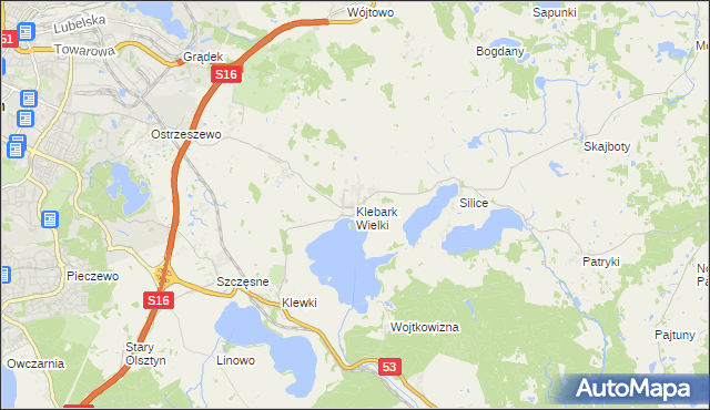 mapa Klebark Wielki, Klebark Wielki na mapie Targeo