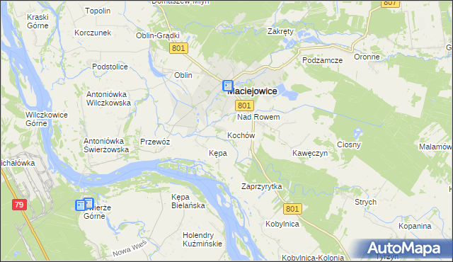 mapa Kochów gmina Maciejowice, Kochów gmina Maciejowice na mapie Targeo