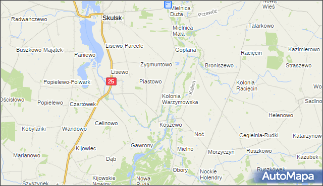 mapa Kolonia Warzymowska, Kolonia Warzymowska na mapie Targeo