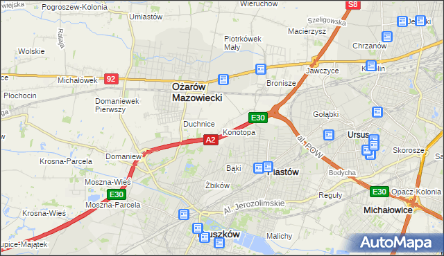 mapa Konotopa gmina Ożarów Mazowiecki, Konotopa gmina Ożarów Mazowiecki na mapie Targeo