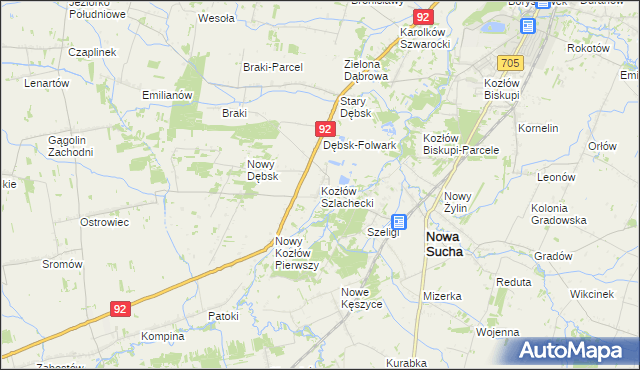 mapa Kozłów Szlachecki, Kozłów Szlachecki na mapie Targeo