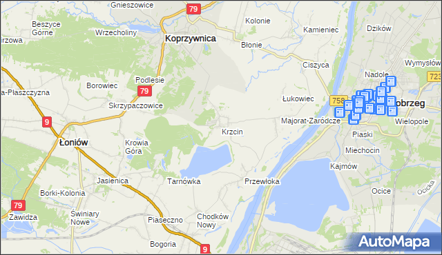 mapa Krzcin, Krzcin na mapie Targeo