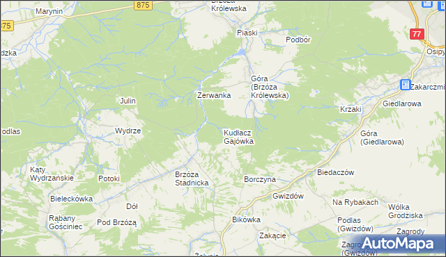 mapa Kudłacz Gajówka, Kudłacz Gajówka na mapie Targeo