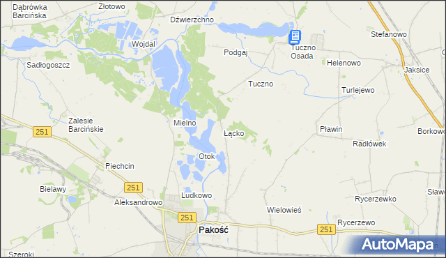 mapa Łącko gmina Pakość, Łącko gmina Pakość na mapie Targeo