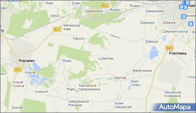 mapa Ludwinów gmina Chełm, Ludwinów gmina Chełm na mapie Targeo