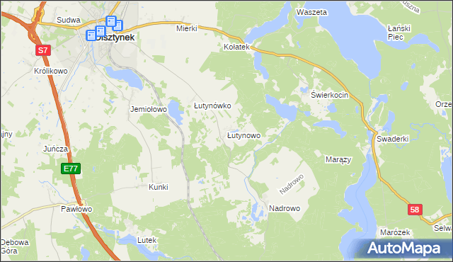 mapa Łutynowo, Łutynowo na mapie Targeo